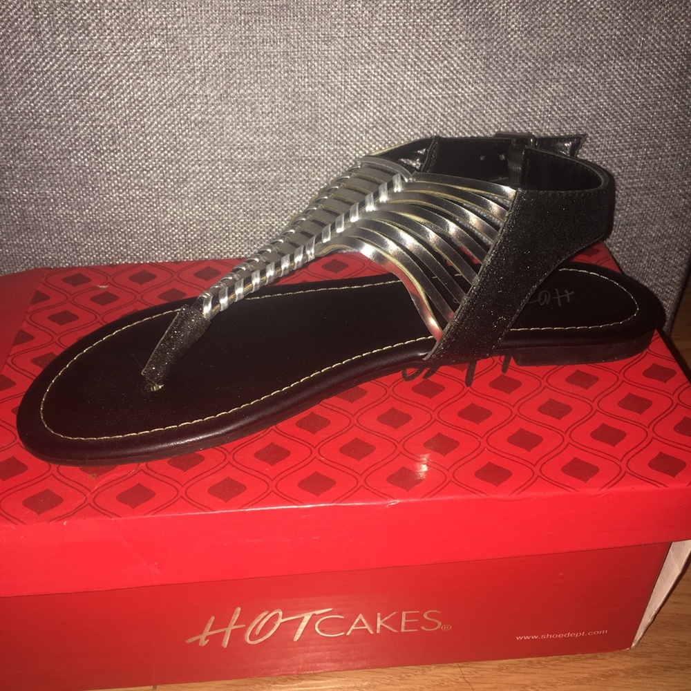 Black and silver sandal